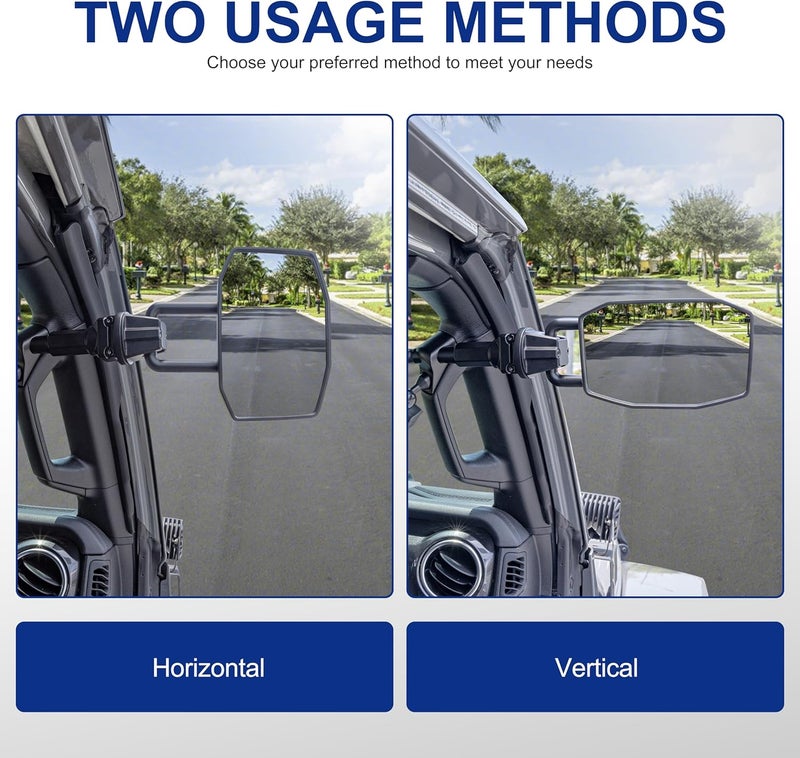 GEVINFA Upgrade Mirrors Doors Off Compatible with Jeep Wrangler JL JLU and Gladiator JT 2018-2023, Quick Release JL Mirror, No Wobble & Quick Removal knob(Not Fit 2024 2025) Patented - Image 3